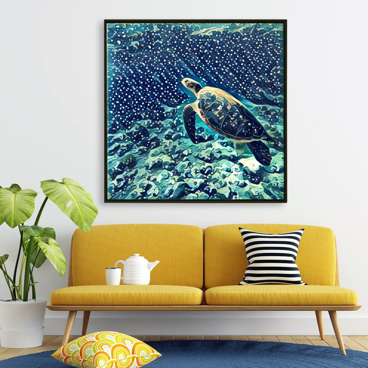 Turtle Vastu Canvas Painting Framed for Home and Office Wall decoration