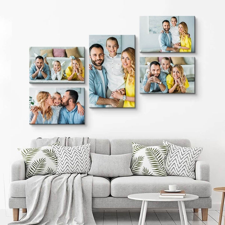 Wall Display Canvas Photo Framed Wall Collage Set of 5 for Anniversary Birthday Gifts