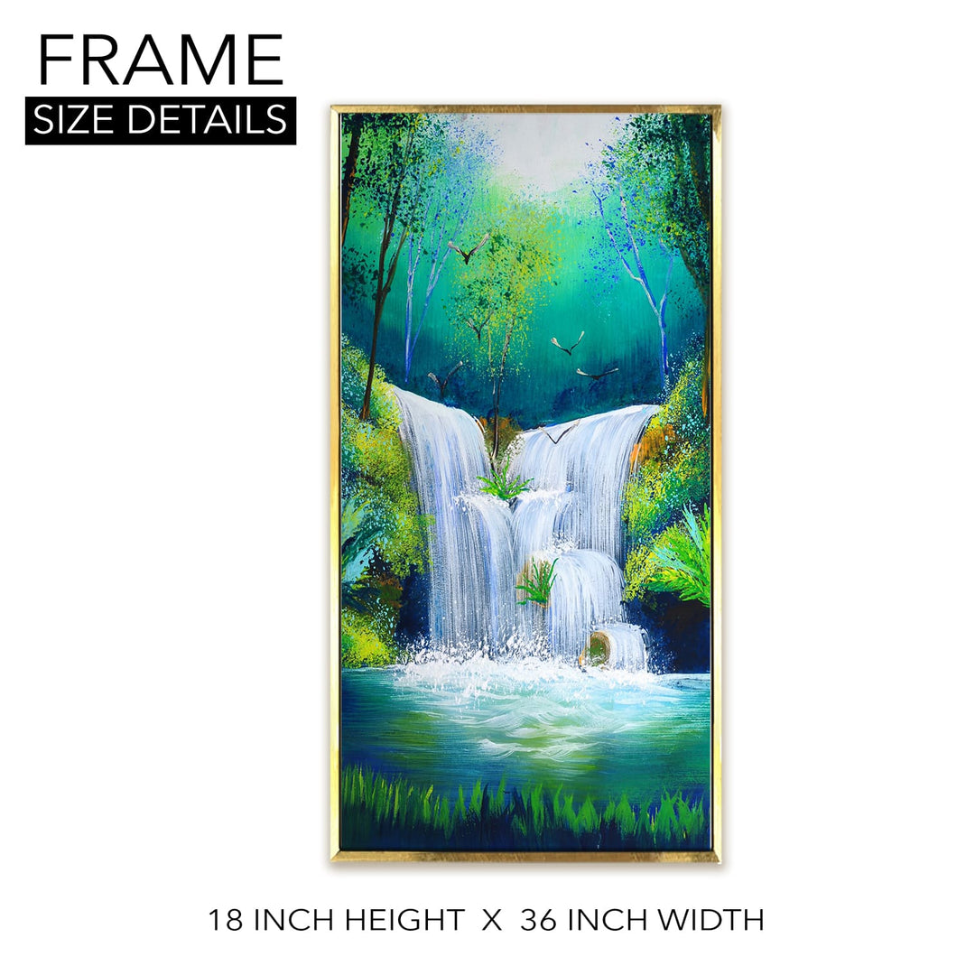 Waterfall Vastu Canvas Paintings Framed For Home and Office Wall Decoration