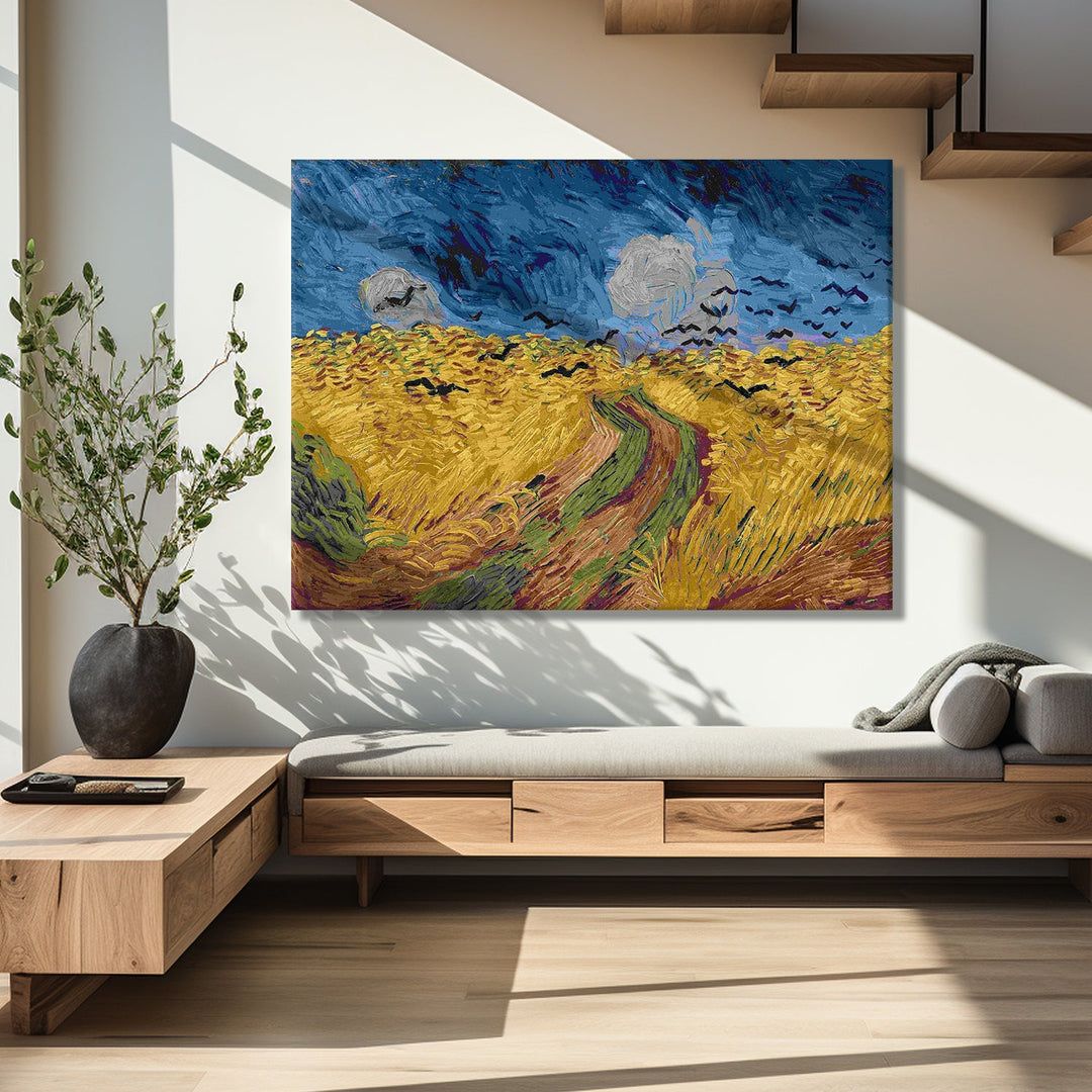 Wheat Field With Crows Canvas Print of Vincent Van Gogh Wall Art Paintings Reproduction Field Pictures Artwork for Home Decor (VAWA05).