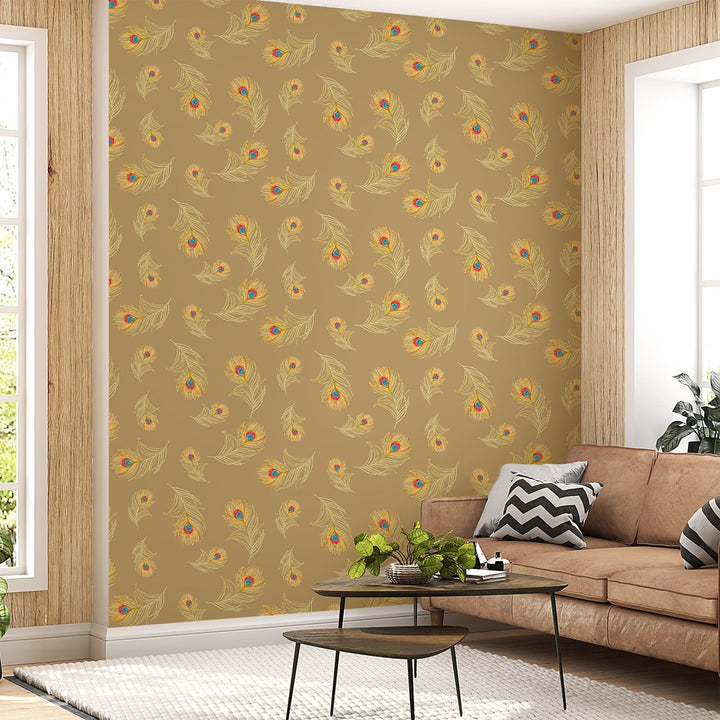 Yellow Morpankh Wallpaper For Living Rooms and Office decoration