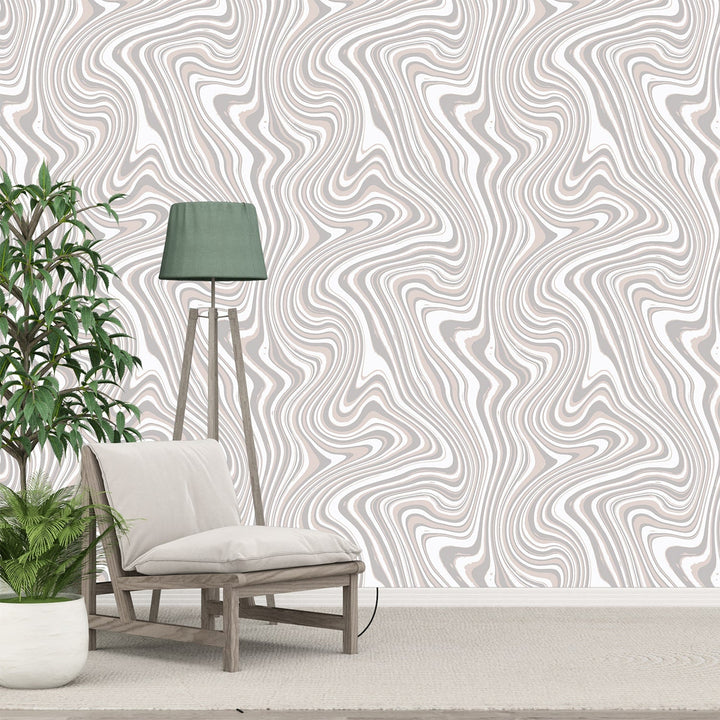 Zigzag Multicolor Marble Wallpaper for living Rooms