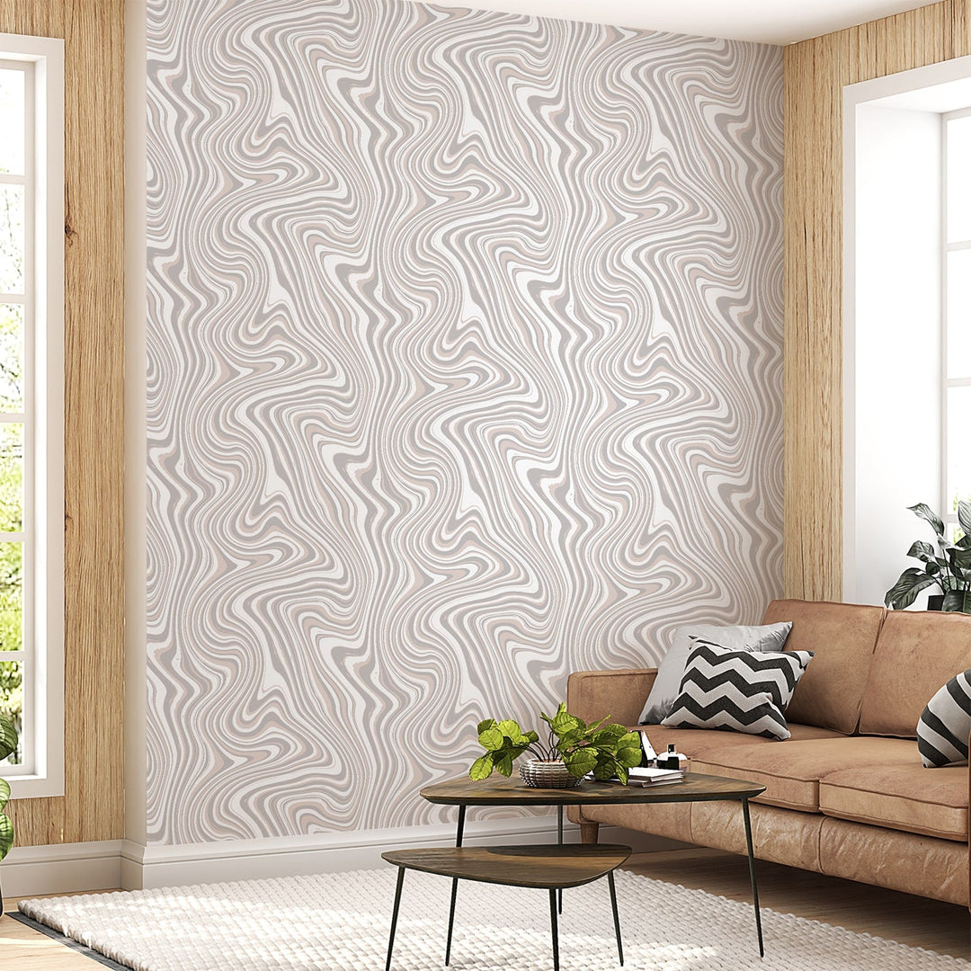 Zigzag Multicolor Marble Wallpaper for living Rooms