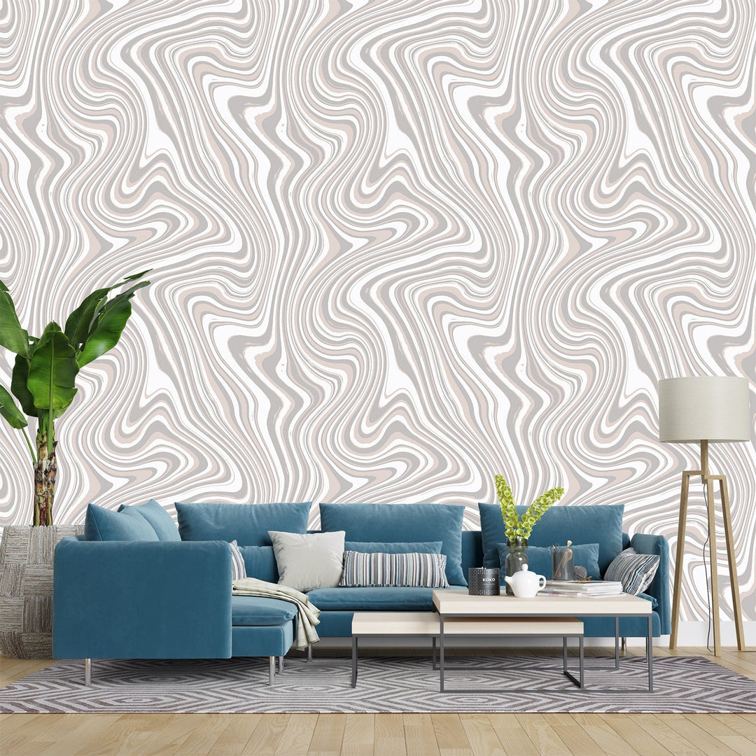 Zigzag Multicolor Marble Wallpaper for living Rooms