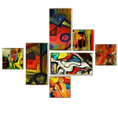 Modern Art Canvas Floating Frame Collage Painting For Home and Office