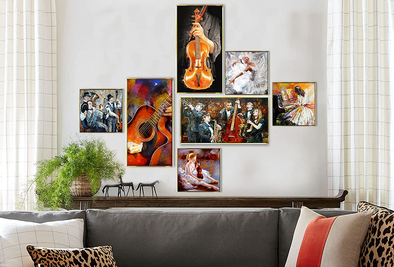 Music Canvas Floating Frame Collage Painting for Bedroom
