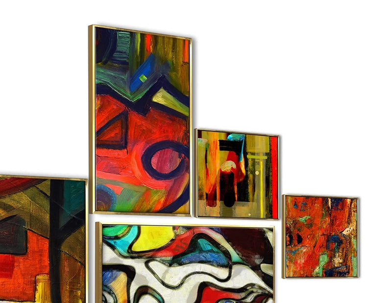 Modern Art Canvas Floating Frame Collage Painting For Home and Office