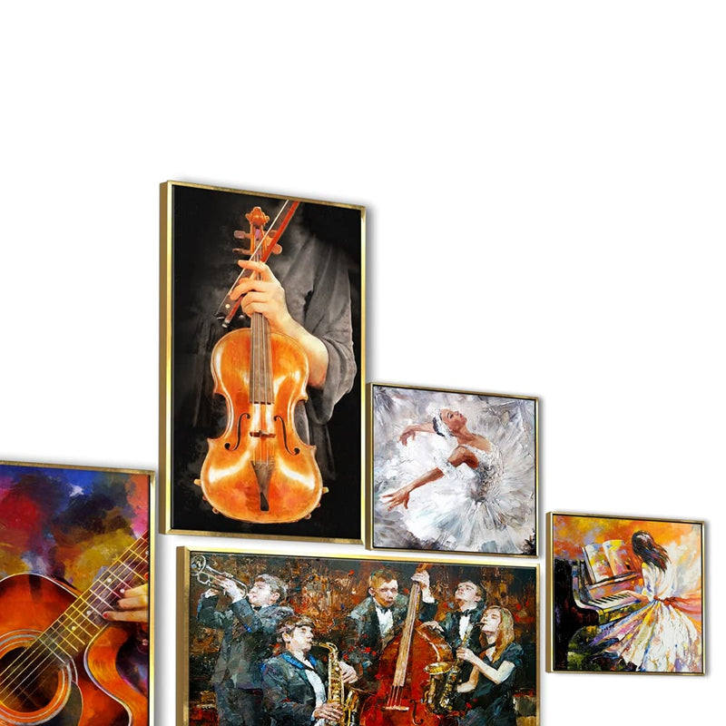 Music Canvas Floating Frame Collage Painting for Bedroom
