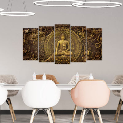 Lord Buddha Vastu 5 Panel Split Wall Art Painting For Home and Office