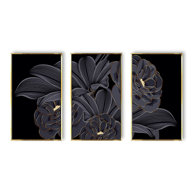 Luxury High End wall decor golden flowers roses Canvas Painting
