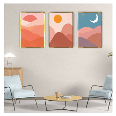 Abstract landscapes set with sunrise, sunset, night- Luxury Canvas Painting 