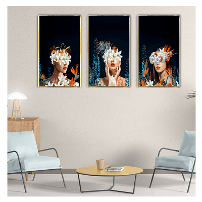 Abstract Flowers with Woman Canvas Painting For Living Room