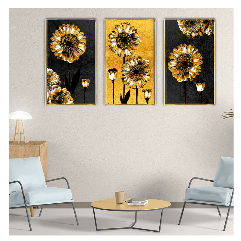 Luxury Yellow sunflower canvas Painting framed For Home and Office