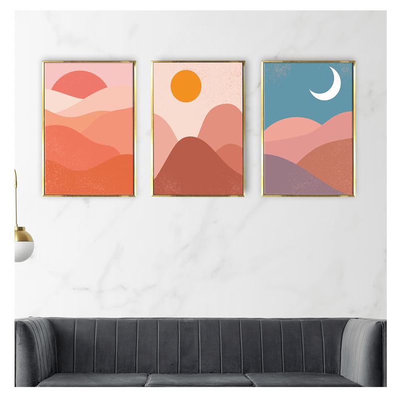 Abstract landscapes set with sunrise, sunset, night- Luxury Canvas Painting 