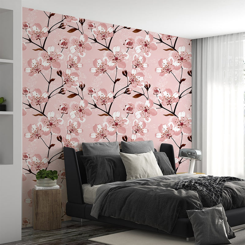Pink and White Floral Wallpaper