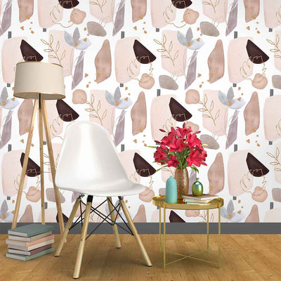 Light Matte Wallpaper with Brown and Beige Watercolor Wallpaper