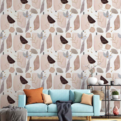 Light Matte Wallpaper with Brown and Beige Watercolor Wallpaper