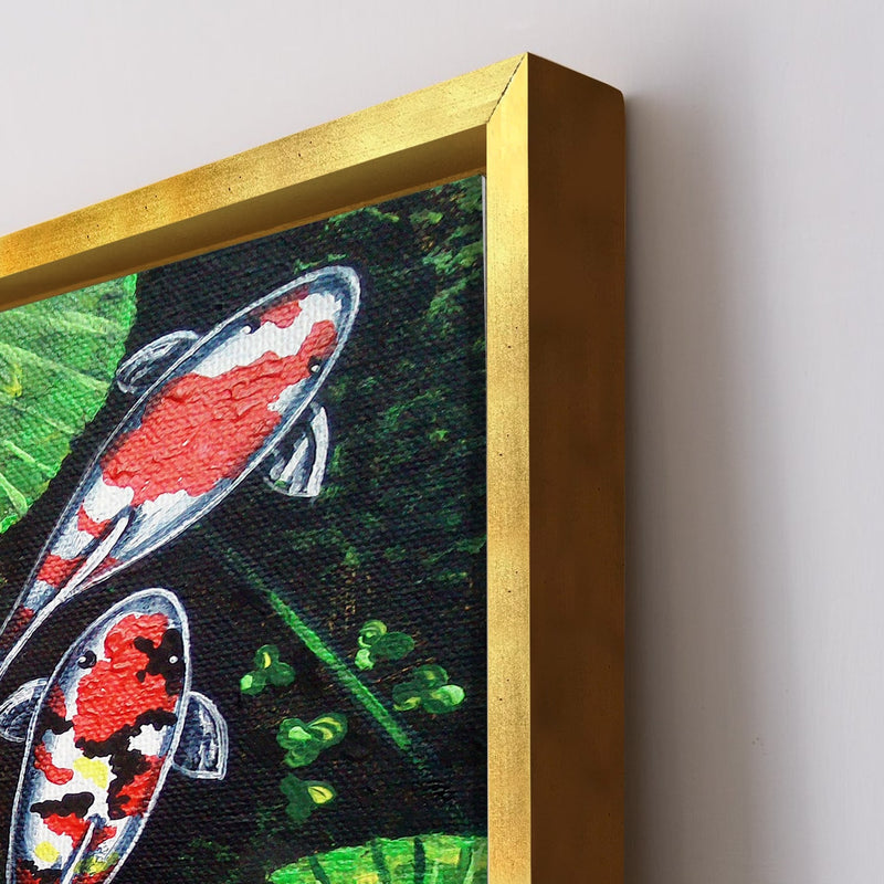 Feng Shui Koi Fish Canvas Painting Framed For Living Room