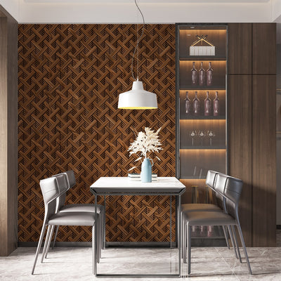 Geometric Gold Wood wallpaper for Home and Café