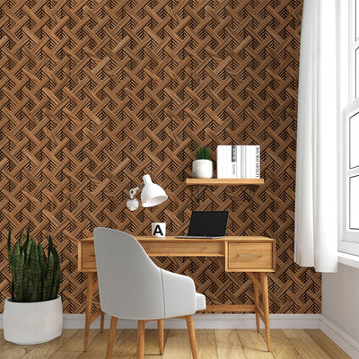 Geometric Gold Wood wallpaper for Home and Café