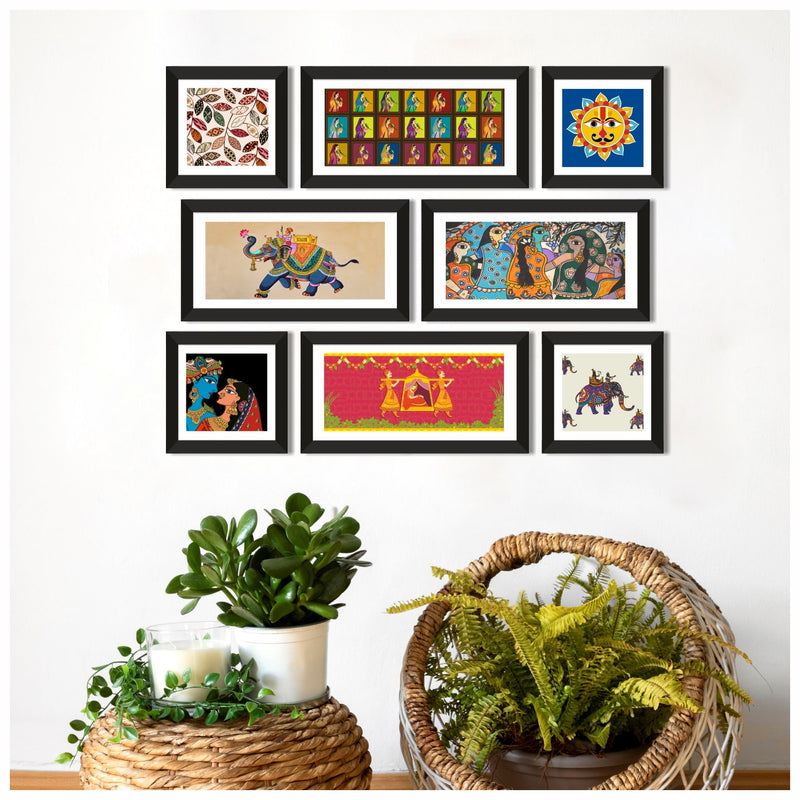 Madhubani Canvas Painting Framed For Living Room and Hotel