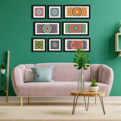 Ethnic Indian Mandala Canvas Painting Framed For home and office
