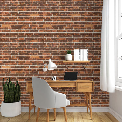 Red and Black color Old Brick Wallpaper for Living rooms