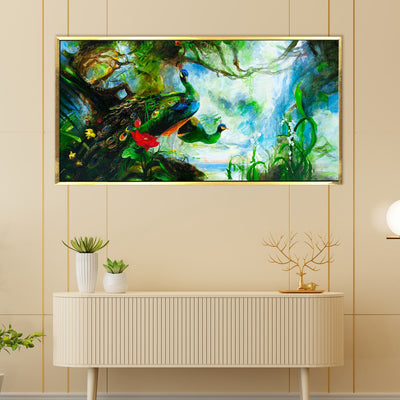 Peacock Vastu Canvas Painting Framed For Home and Office