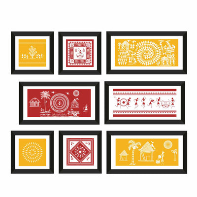 Warli Canvas Painting Framed For Living Room 