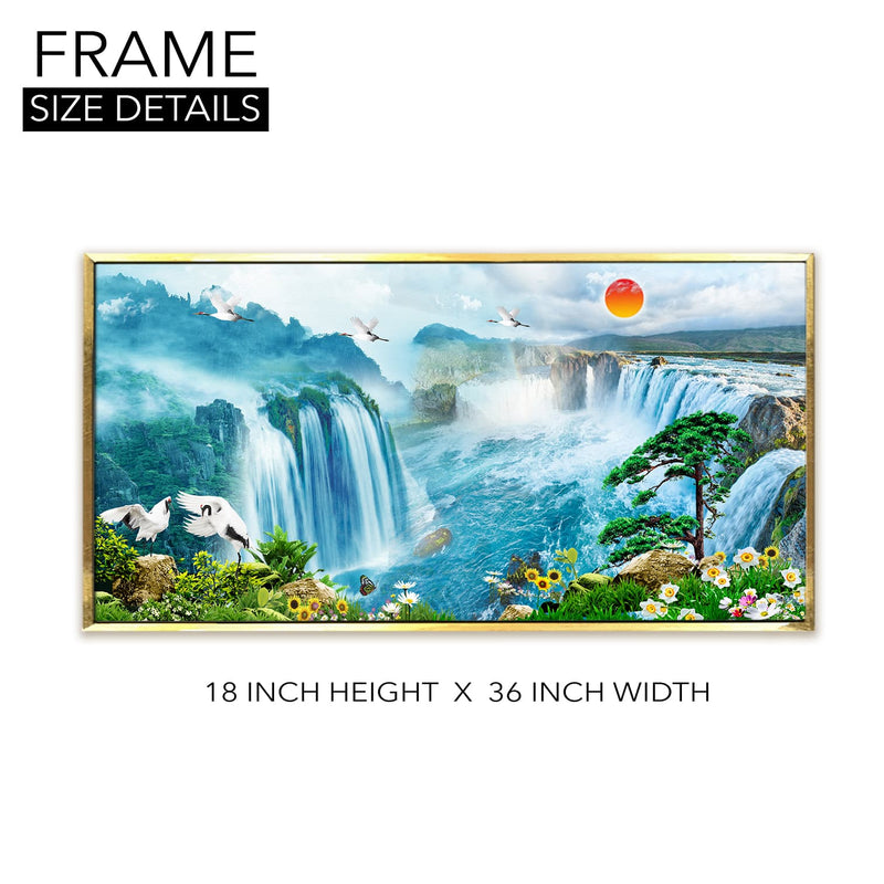 Waterfall Vastu Canvas Painting Framed For Home and Office