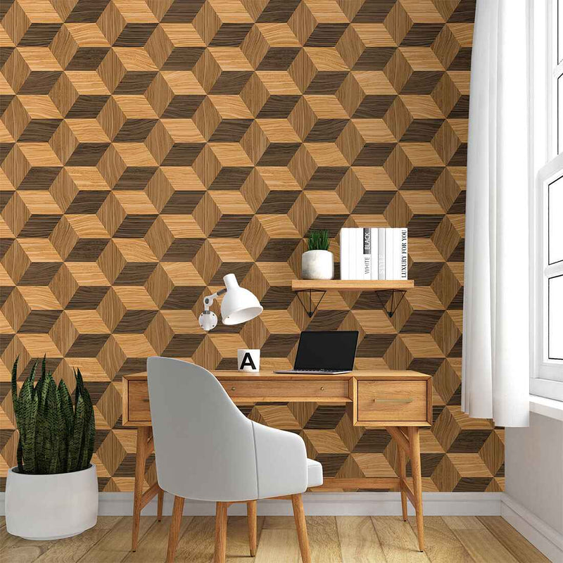Brown 3D Luxury Wood Wallpaper For Home and Hotels