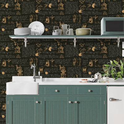 Retro style Tea and coffee kitchen wallpaper