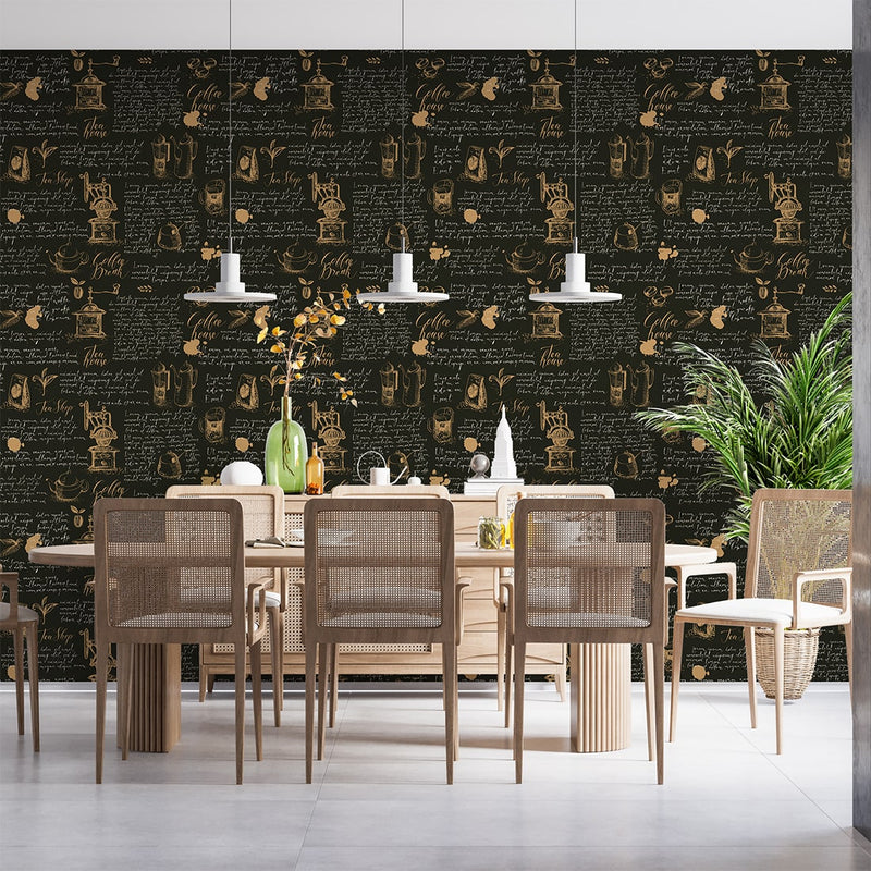 Retro style Tea and coffee kitchen wallpaper