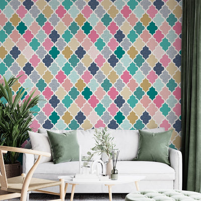 doodle dots geometric Multicolor wallpaper Mural