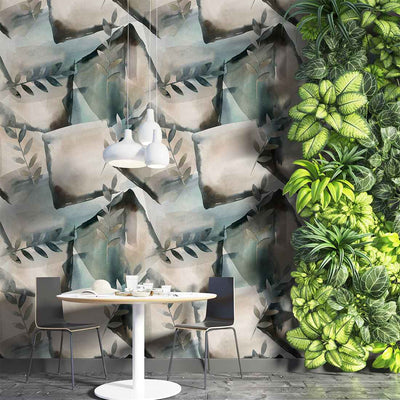 3D Luxury Green leaf's Watercolor Wallpaper 