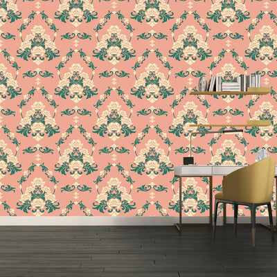 Rococo lilies floral wallpaper Living Rooms