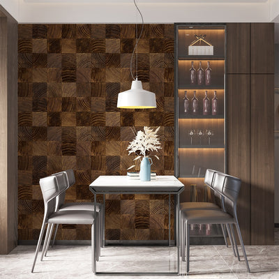 End grain Wood texture Luxury Wood Wallpaper for Living Room 